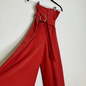 C/MEO COLLECTIVE | Sample High Waisted Wide Leg Trousers in Rust Red - Small